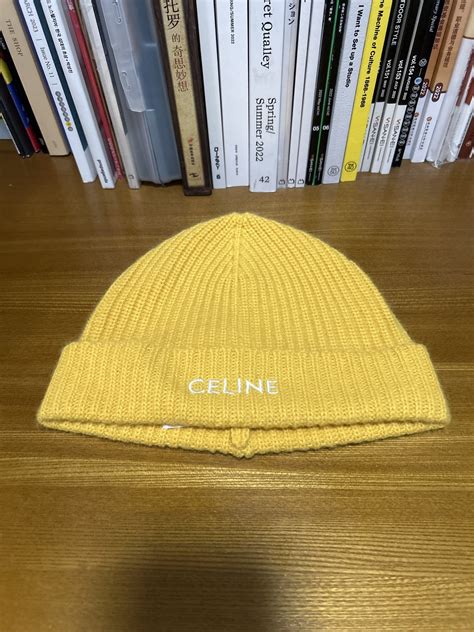 celine yellow beanie|celine hats.